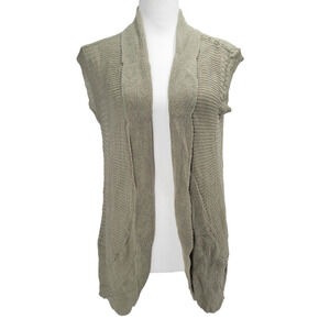 POL Gray Green Knit Vest Cardigan Small‎ – Slouchy Open Drape Sleeveless